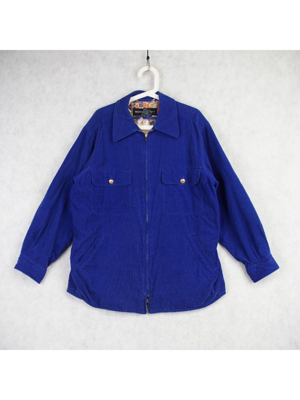 Vintage Escada Sport Womens Corduroy Quited Jacket Vibrant Patterned Lining Sz M